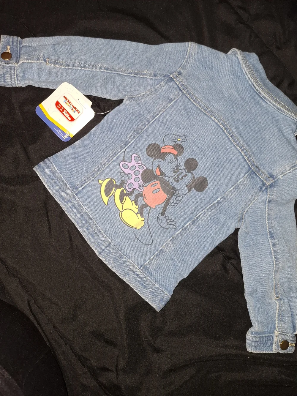 Disney Junior Mickey Mouse Funhouse Denim Jacket Blue Button Pockets 18-24M